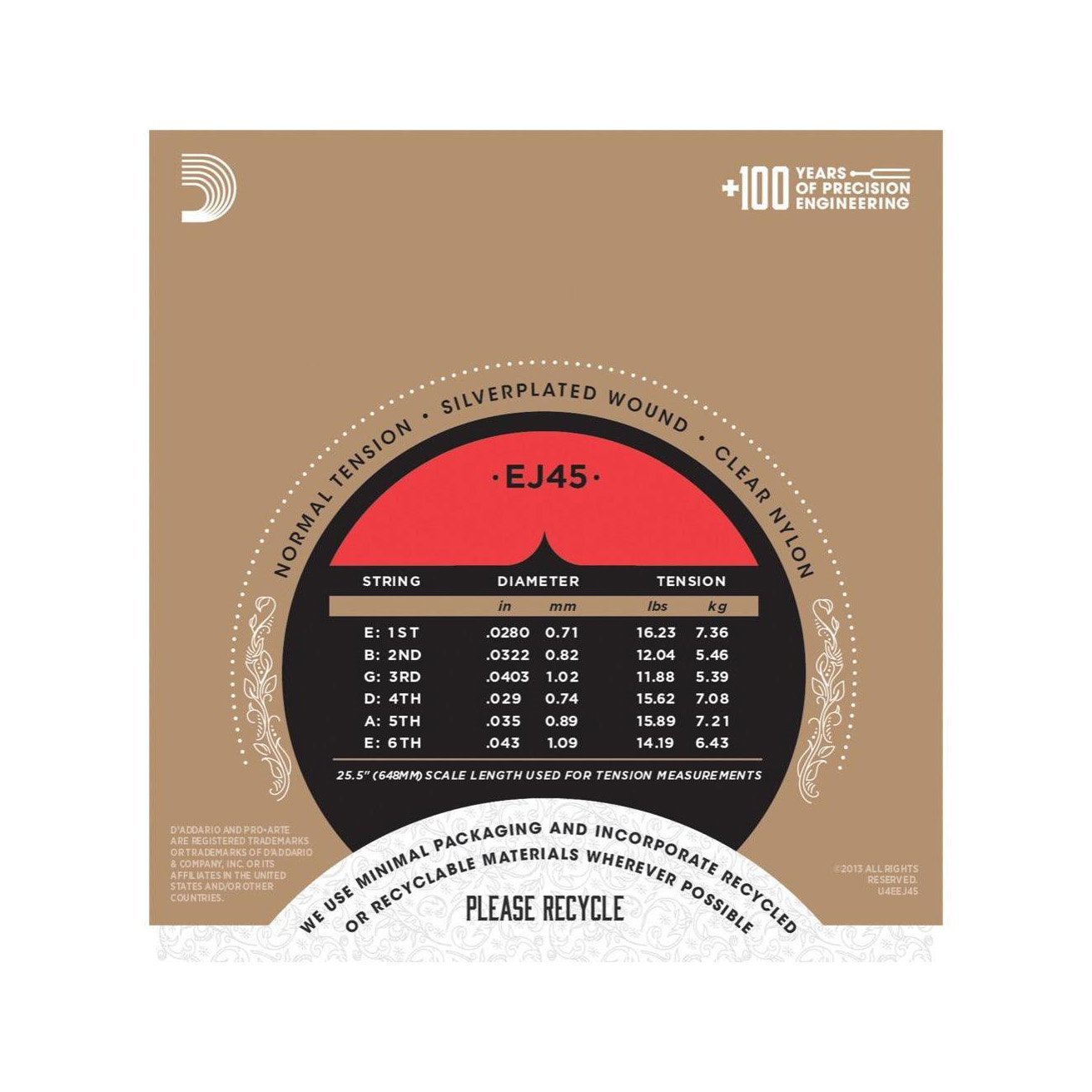 D'Addario - EJ45 Normal Tension - Musik Utan Gränser 