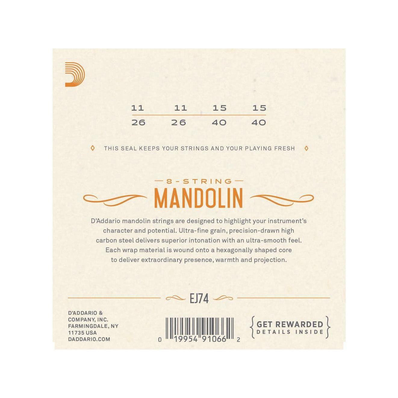 D'Addario - EJ74 Mandolinsträngar - Musik Utan Gränser 