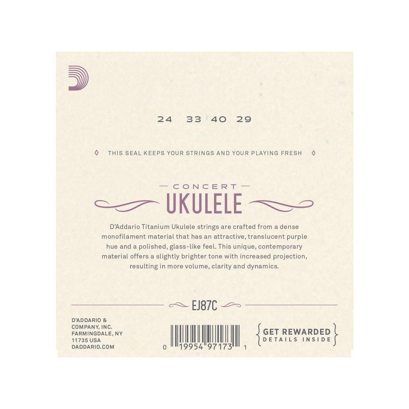 D'Addario - EJ87C strängar för concertukulele - Musik Utan Gränser 