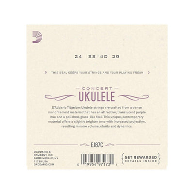 D'Addario - EJ87C strängar för concertukulele - Musik Utan Gränser 