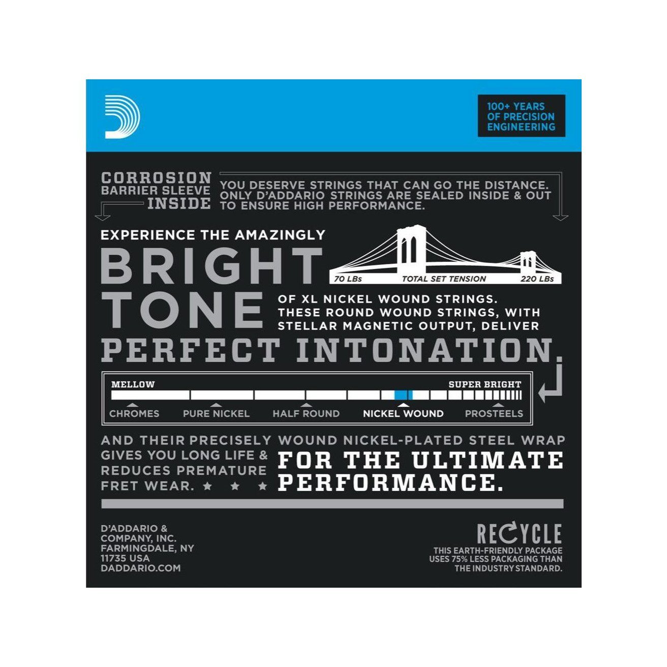 D'Addario - EXL115-3D 3-pack - Musik Utan Gränser 
