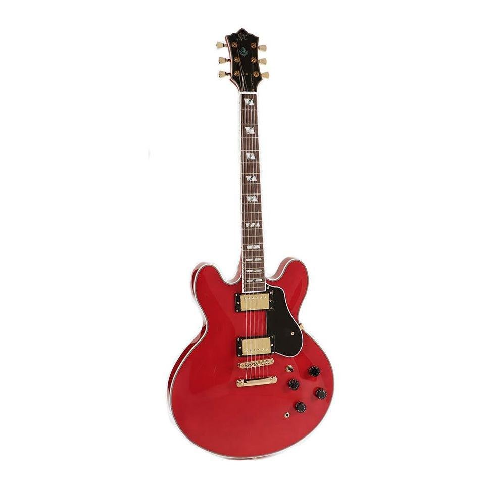 SX - GG5 Custom Cherry Semi Acoustic Archtop - Musik Utan Gränser 