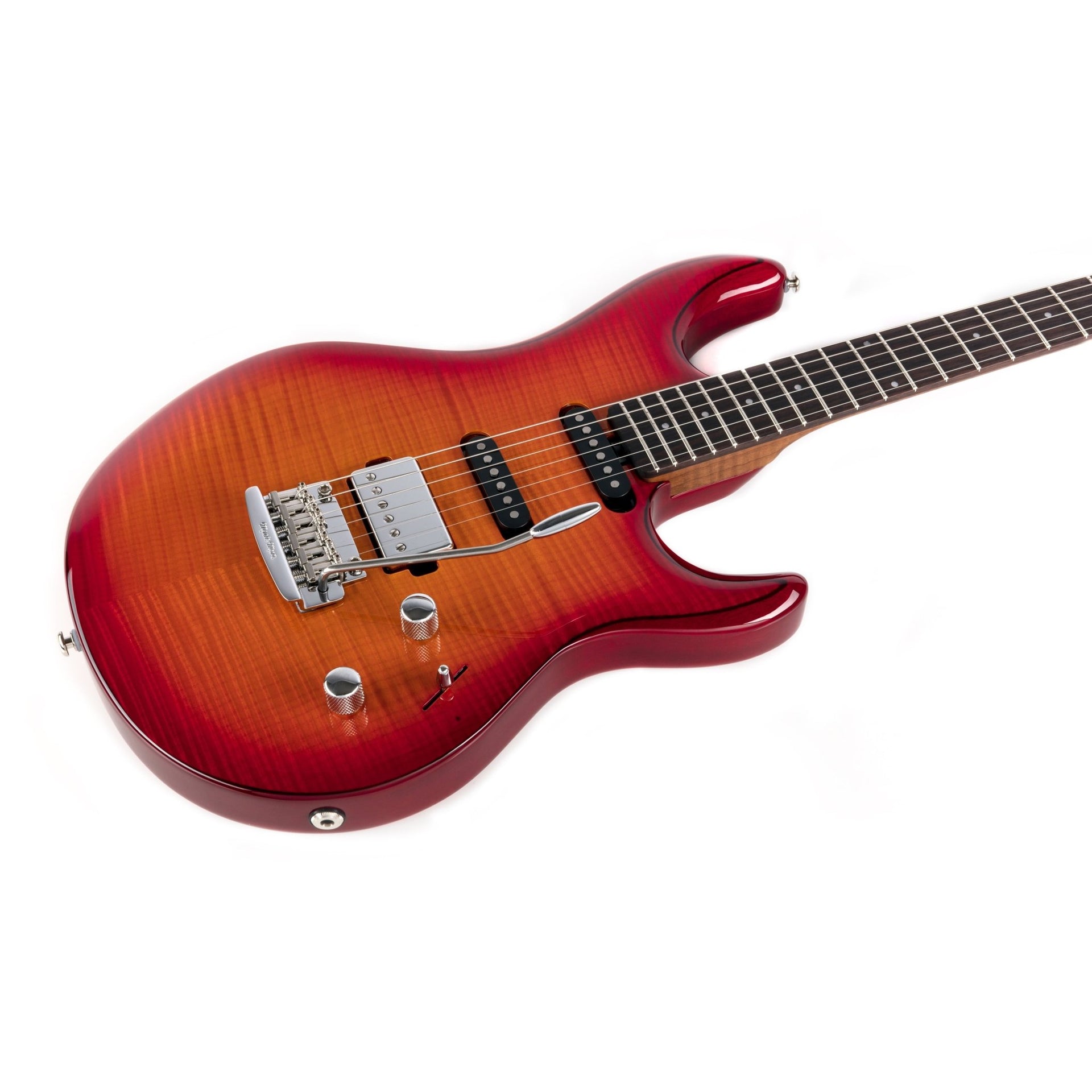 Ernie Ball Music Man - Luke III HSS Cherry Sunburst Flame Maple Top - Musik Utan Gränser 